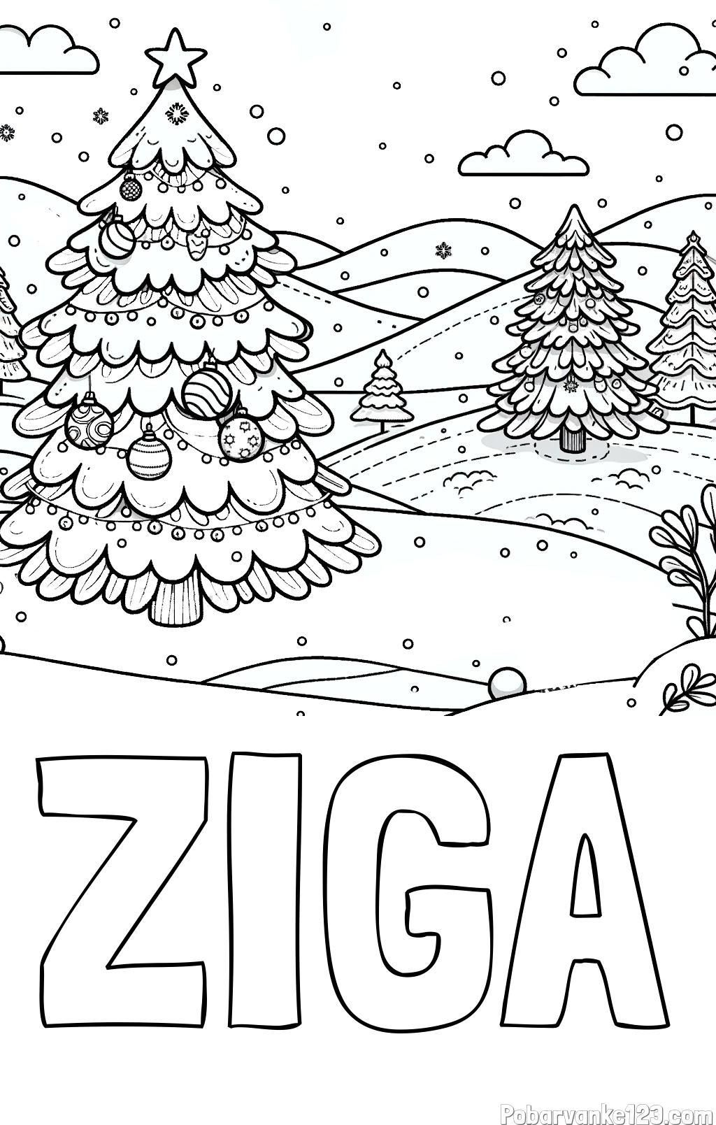 Pobarvanka imena ŽIGA in pobarvanka božične smrečice v naravi