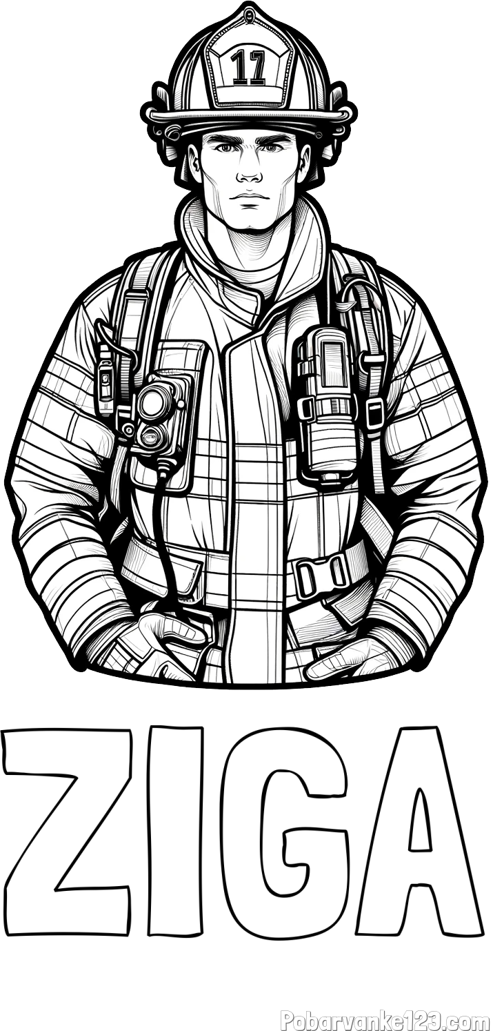 Pobarvanka imena ŽIGA in pobarvanka gasilca (realistična)