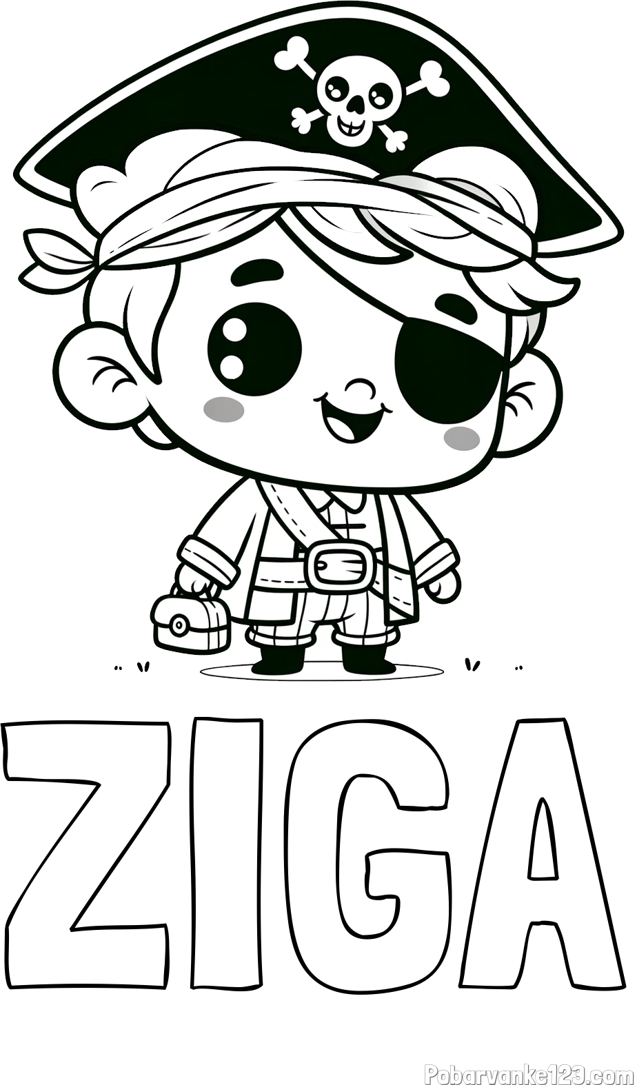 Pobarvanka imena ŽIGA in pobarvanka nasmejanega gusarja