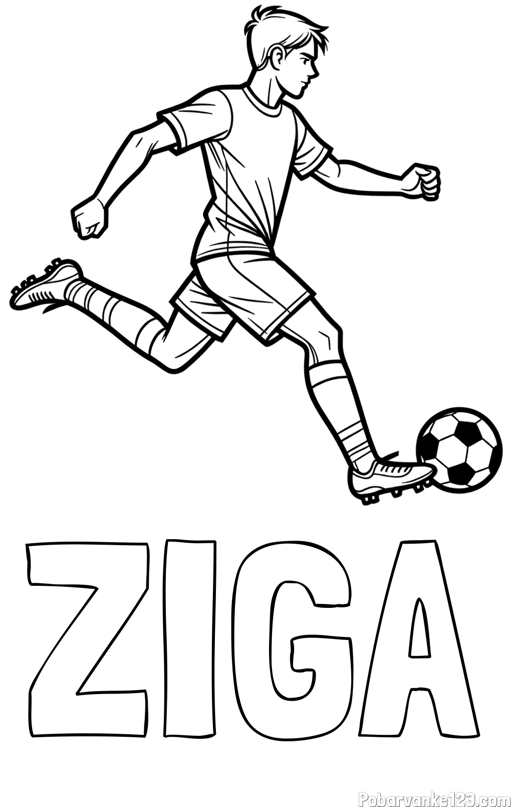 Pobarvanka imena ŽIGA in pobarvanka nogometaša v napadu