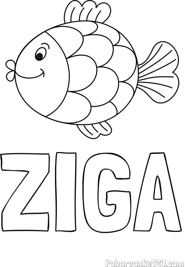 Pobarvanka imena ŽIGA in pobarvanka ribice