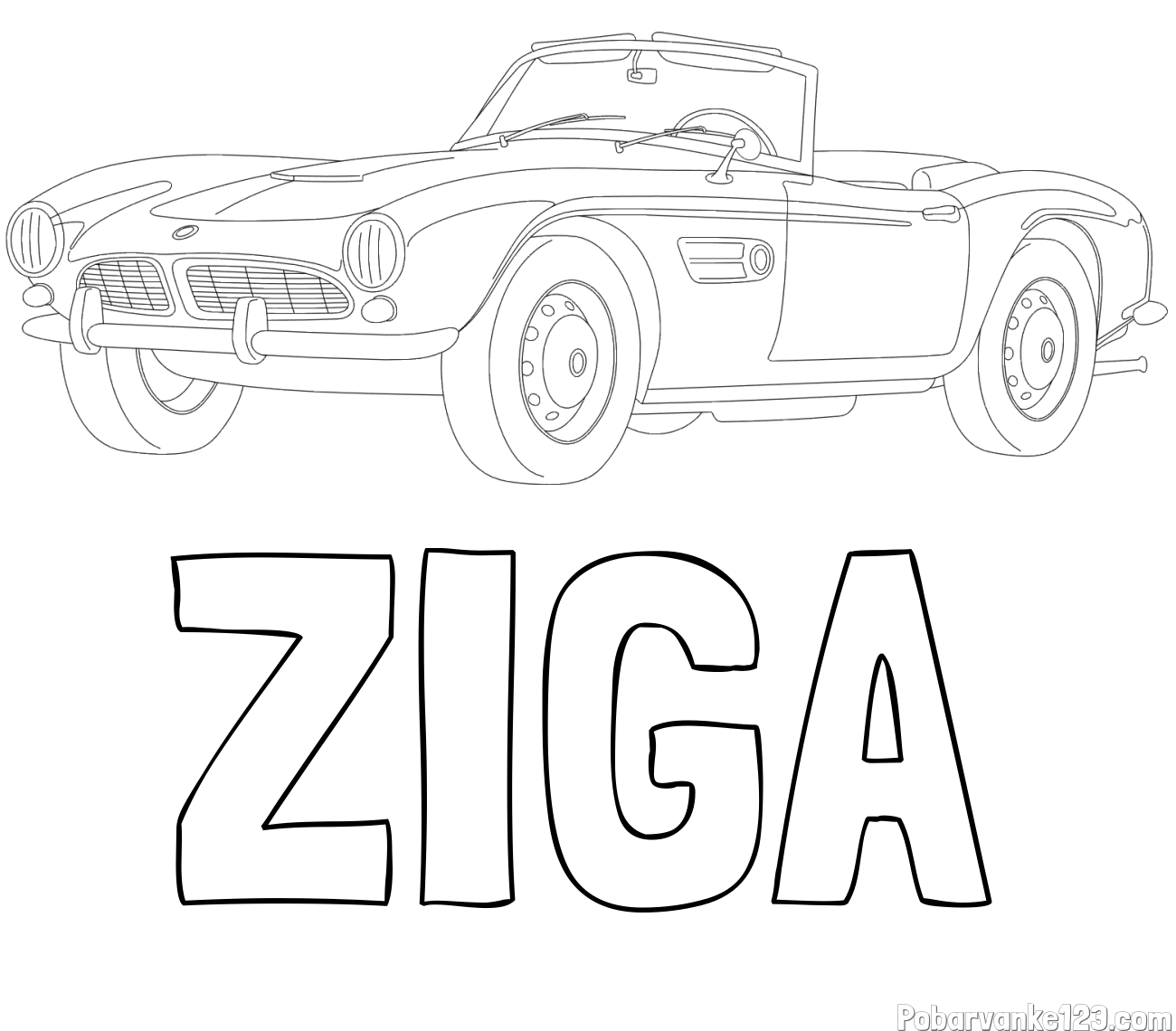 Pobarvanka imena ŽIGA in pobarvnaka starega BMW