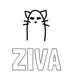 Online izdelana pobarvanka - Pobarvanka imena ŽIVA in luštkana mačka