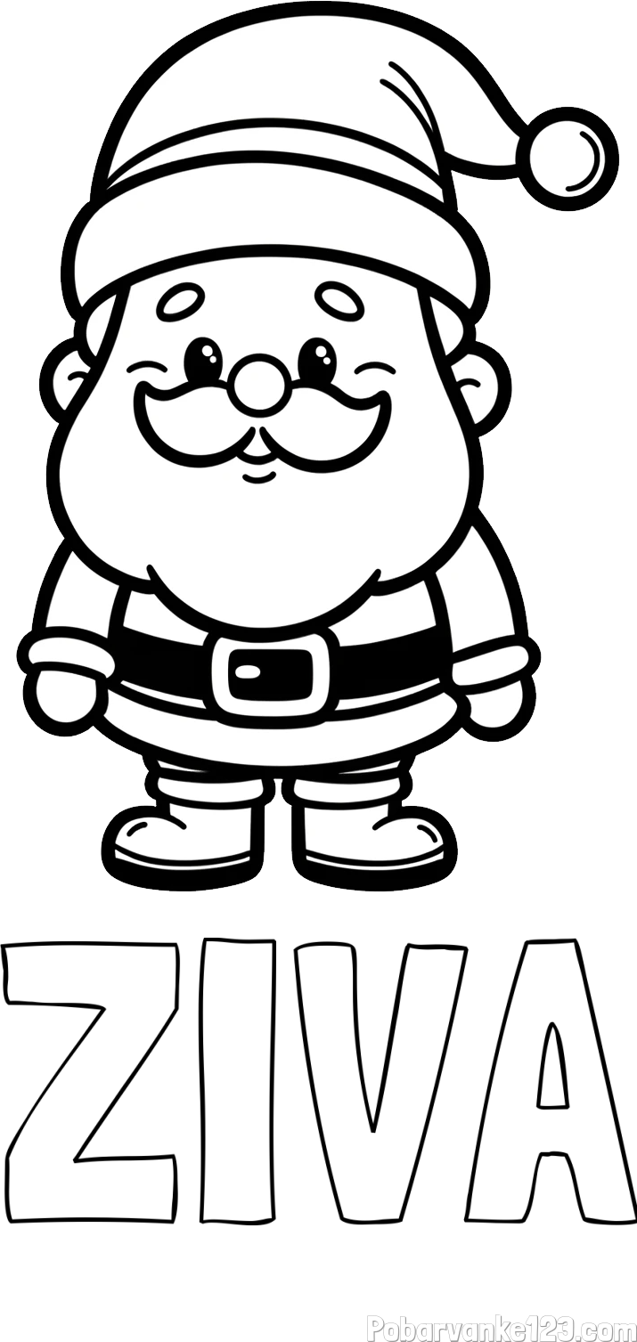 Pobarvanka imena ŽIVA in otroška pobarvanka Božička