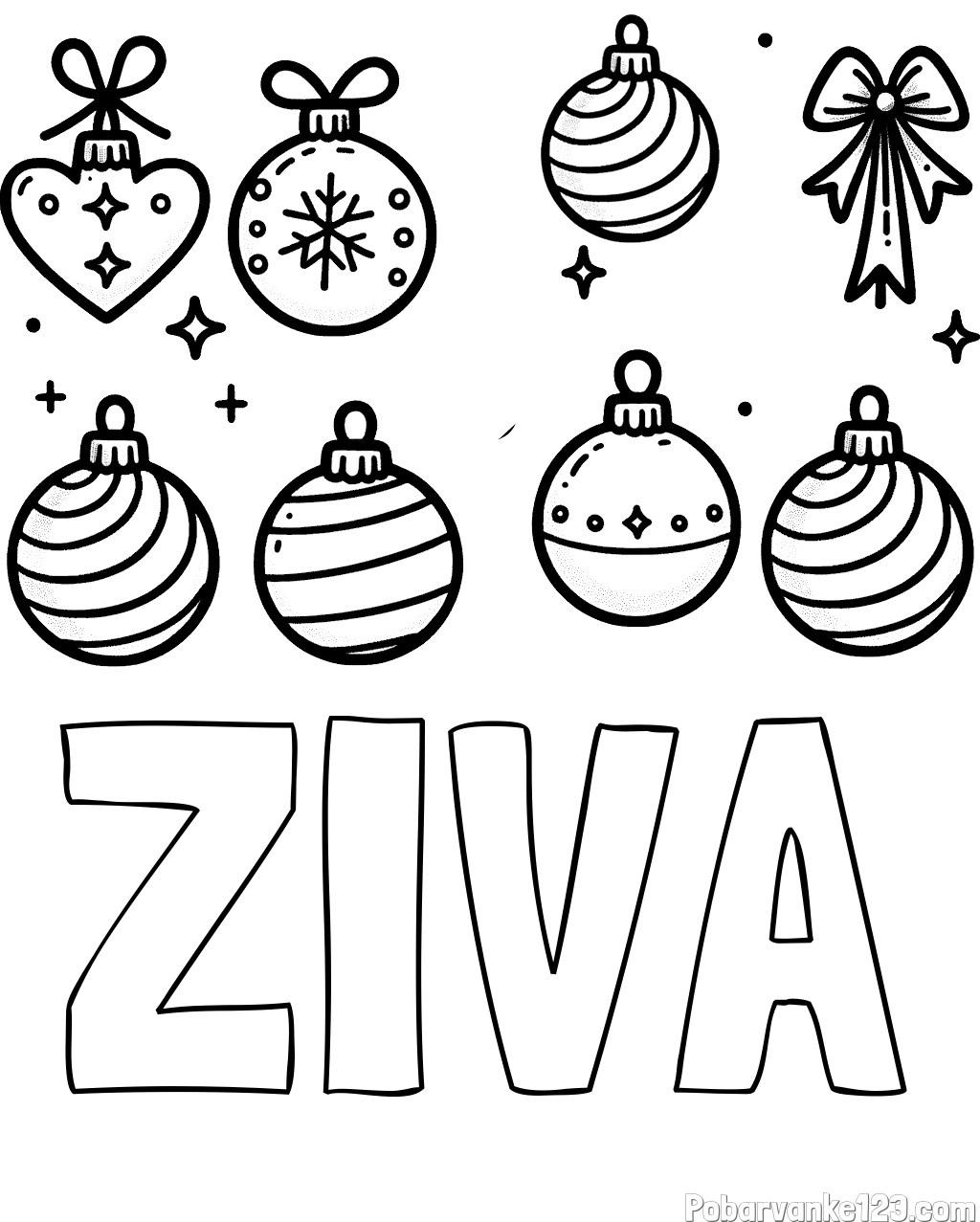Pobarvanka imena ŽIVA in pobarvanka božičnih okraskov za na smrečico