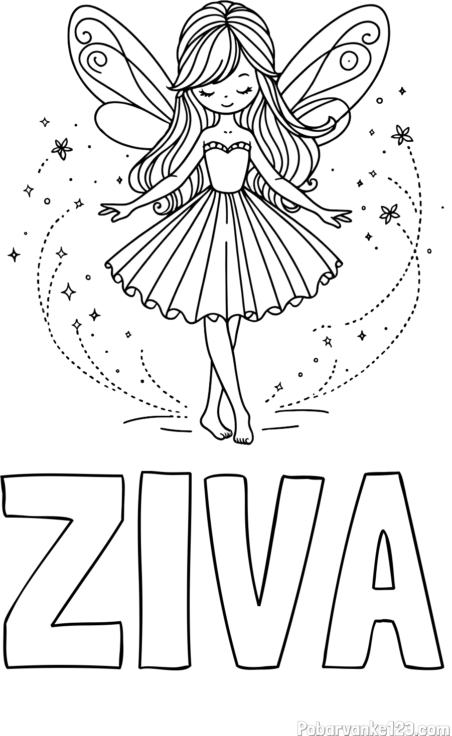 Pobarvanka imena ŽIVA in pobarvanka ljubke čarobne vile