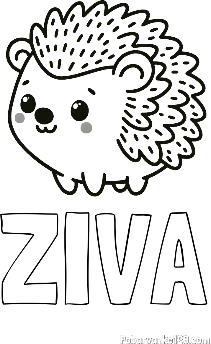 Pobarvanka imena ŽIVA in pobarvanka ljubkega ježka