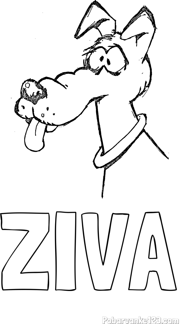 Pobarvanka imena ŽIVA in pobarvanka smešnega kužka