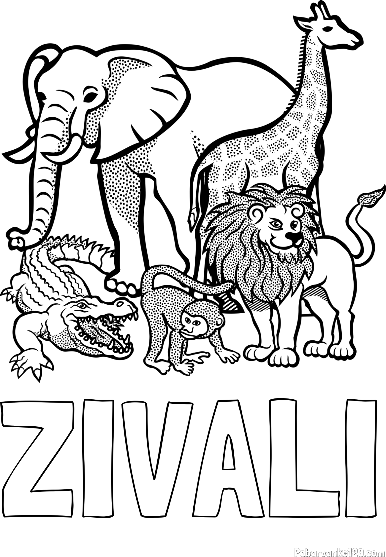 Pobarvanka imena ŽIVALI in pobarvanka živali iz živalskega vrta