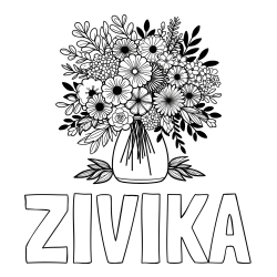Online izdelana pobarvanka - Pobarvanka imena ŽIVIKA in pobarvanka veliekga šopka rož