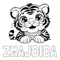 Online izdelana pobarvanka - Pobarvanka imena ZMAJCICA in pobarvanka tigrček