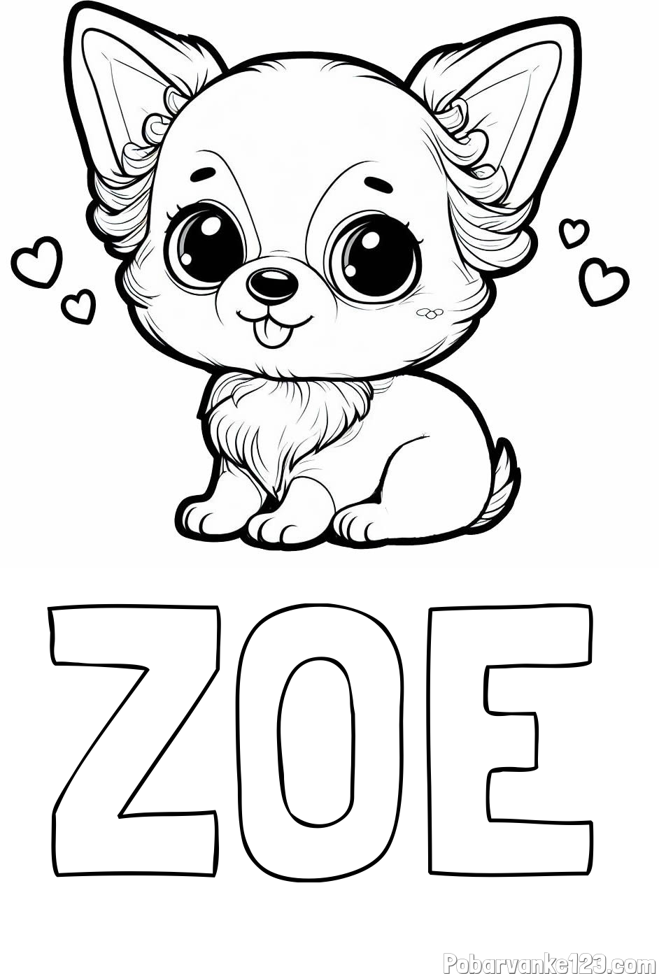 Pobarvanka imena ZOE in pobarvanka čivave