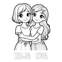 Online izdelana pobarvanka - Pobarvanka imena ZOJA   EVA in pobarvanka ljubkih prijateljic