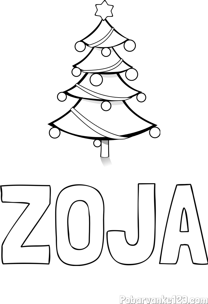 Pobarvanka imena ZOJA in božična smreka