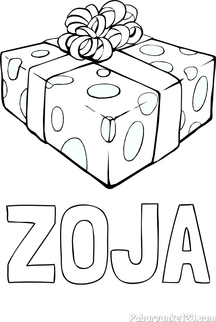 Pobarvanka imena ZOJA in božično darilo