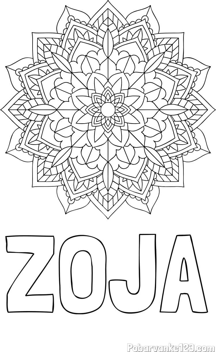 Pobarvanka imena ZOJA in Čudovita pobarvanka mendale