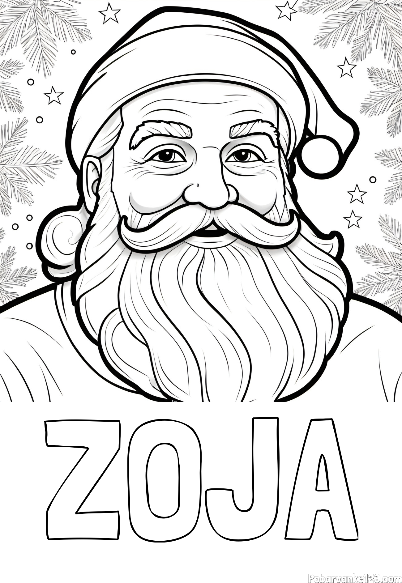 Pobarvanka imena ZOJA in Čudovita pobarvanka nasmejanega Božička