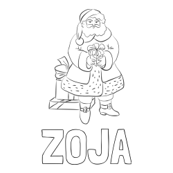 Online izdelana pobarvanka - Pobarvanka imena ZOJA in pobarvanka čudovitega Božička