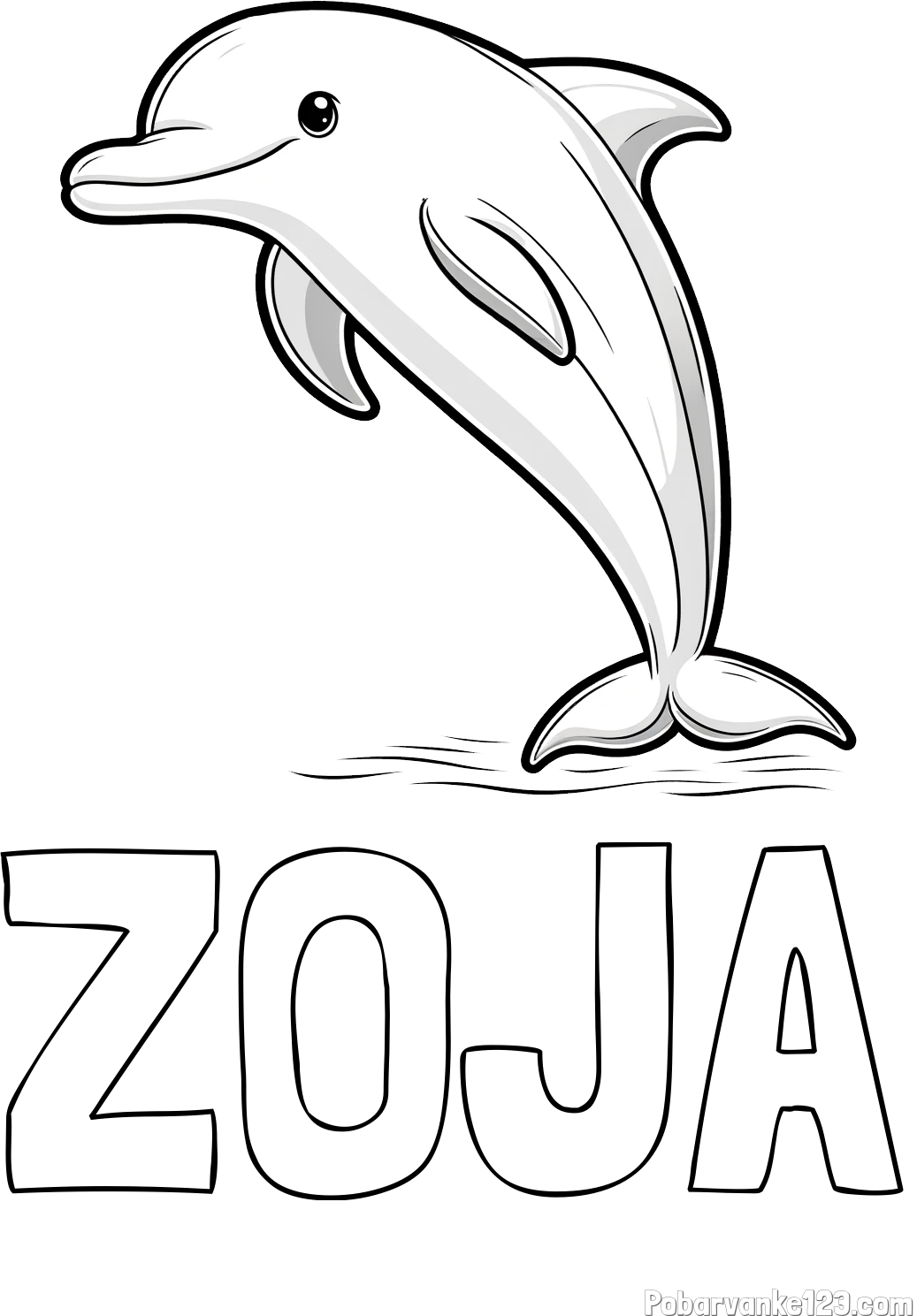 Pobarvanka imena ZOJA in pobarvanka delfina