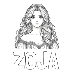 Pobarvanka imena ZOJA in pobarvanka lepe princese