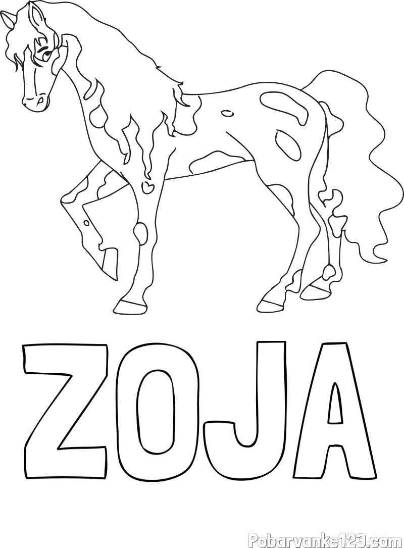 Pobarvanka imena ZOJA in pobarvanka lisastega konja