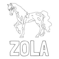 Online izdelana pobarvanka - Pobarvanka imena ZOLA in pobarvanka lisastega konja