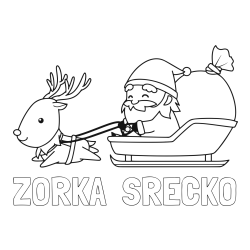 Online izdelana pobarvanka - Pobarvanka imena ZORKA  SREČKO in pobarvanka Božička na saneh ter jelenčka Rudolfa