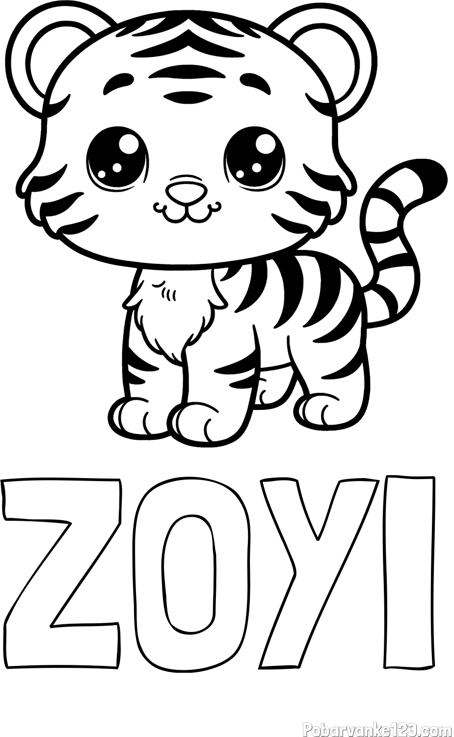 Pobarvanka imena ZOYI in pobarvanka ljubkega tigrčka