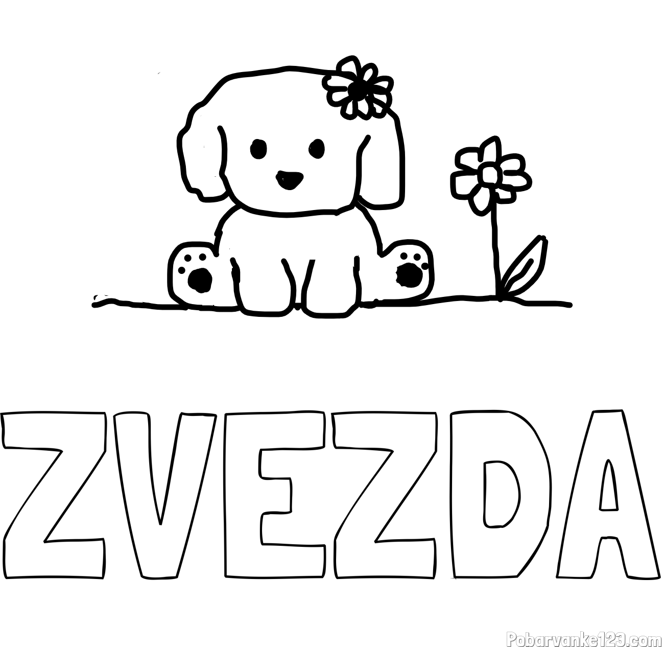 Pobarvanka imena ZVEZDA in KUŽIKA