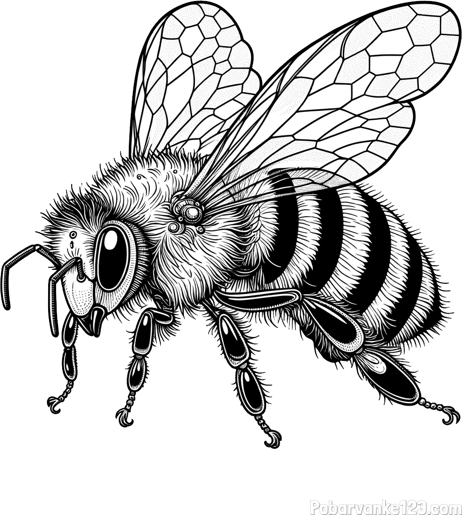 Pobarvanka lepe in realistično oblikovane čebele