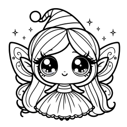 Pobarvanka ljubke čarobne vile z velikimi očmi