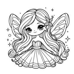 Pobarvanka ljubke in nasmejane čarobne vile