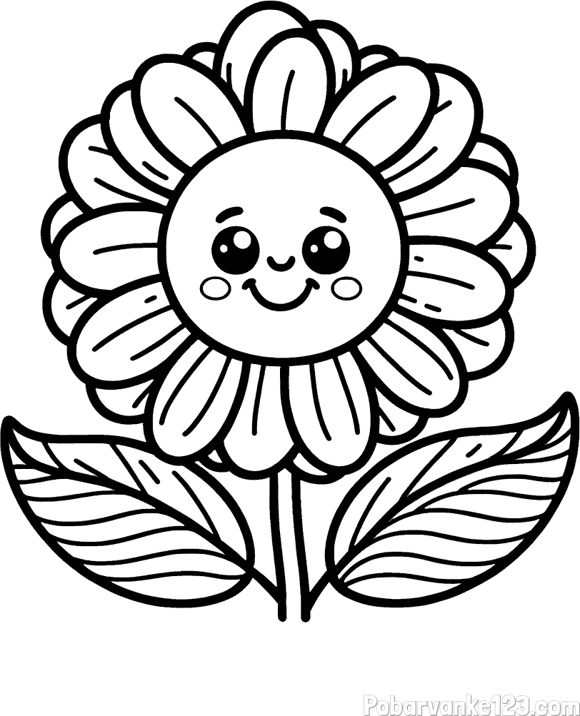 Pobarvanka ljubke in nasmejane rože