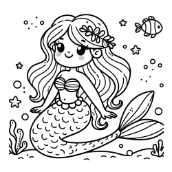 Pobarvanka ljubke morske deklice v morju