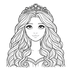 Pobarvanka ljubke princese z bujnimi lasmi