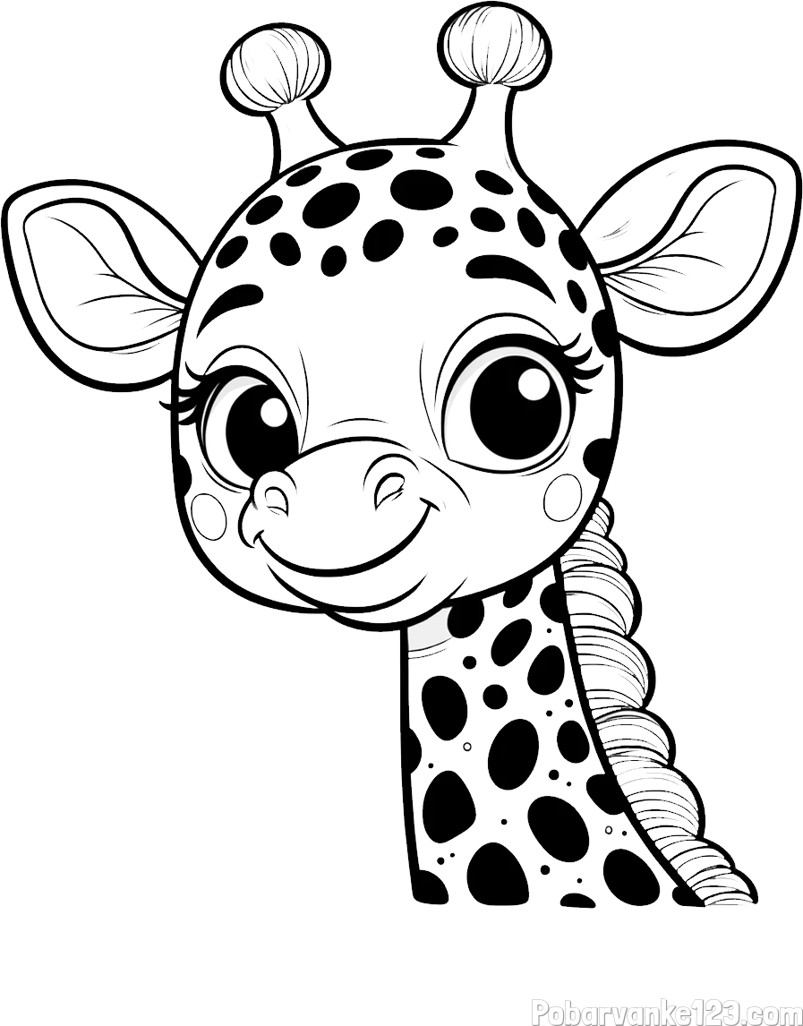 Pobarvanka ljubke žirafe z velikimi očmi