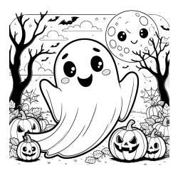 Pobarvanka ljubkega duhca in buč za noč čarovnic