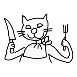 Pobarvanka mačke pri kosilu