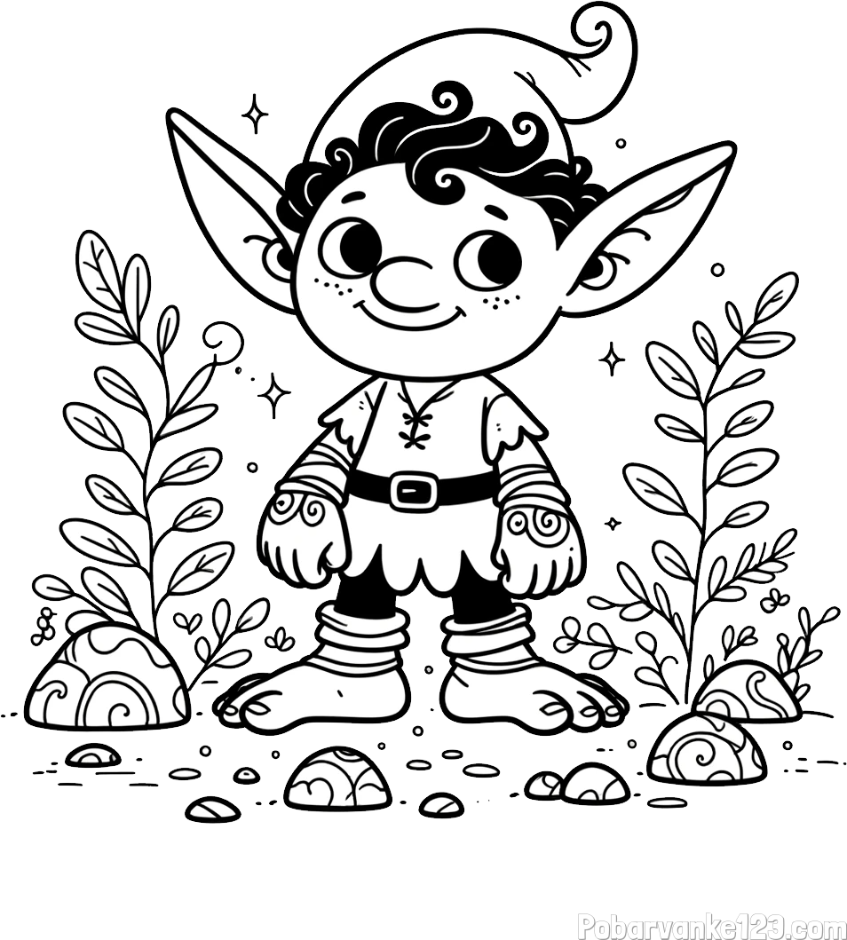 Pobarvanka majhnega nasmejanega škrata