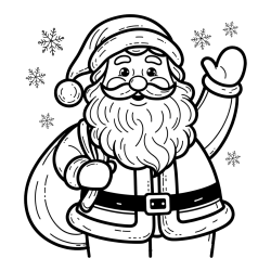 Pobarvanka nasmejanega Božička s polno vrečo daril