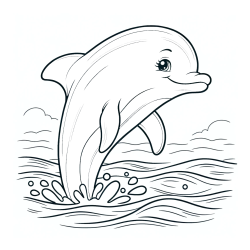 Pobarvanka nasmejanega delfina v  skoku