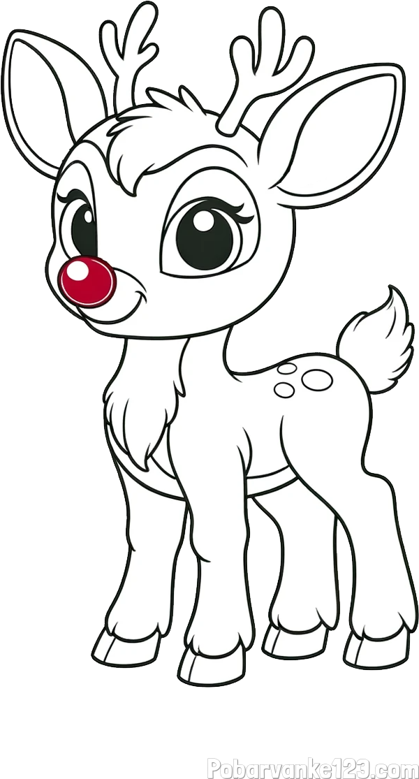 Pobarvanka nasmejanega jelenčka Rudolfa