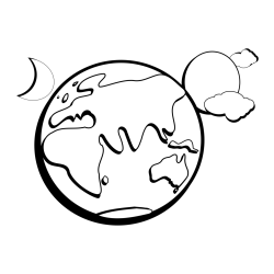 Pobarvanka planeta Zemlje, lune ter sonca