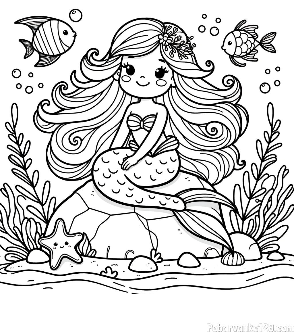 Pobarvanka prikupne male morske deklice