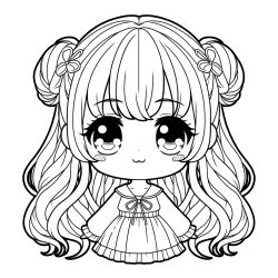 Pobarvanka prikupne punčke v anime slogu