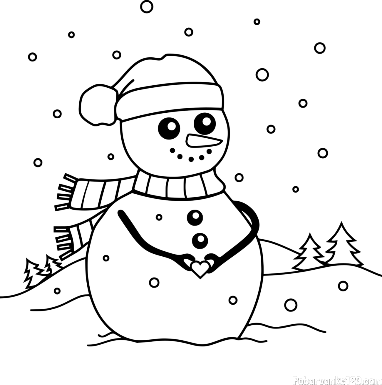 Pobarvanka prikupnega snežaka