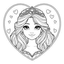 Pobarvanka princeske ter srčkov
