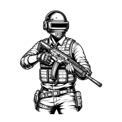 Pobarvanka PUBG osrednjega lika v bojnem položaju