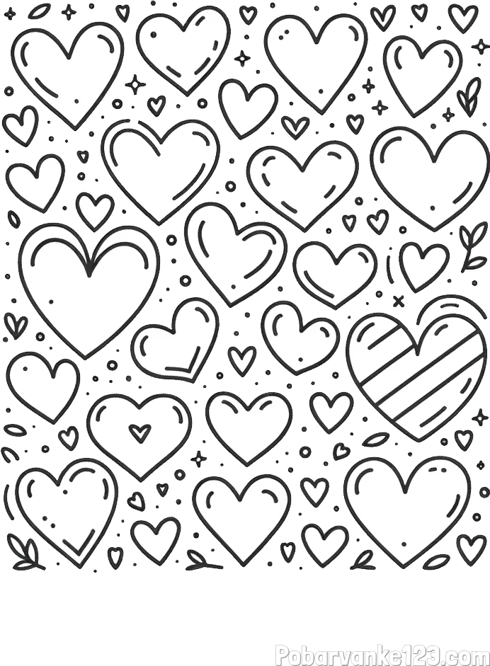 Pobarvanka različnih srčkov