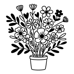 Pobarvanka rož v cvetličnem loncu